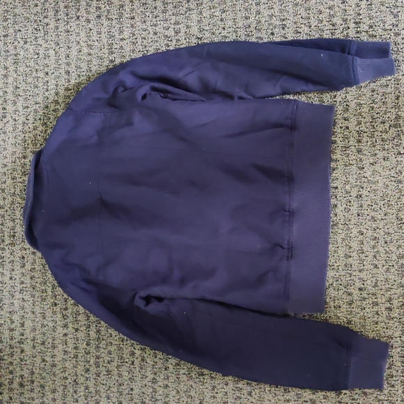 Navy Ruffle Trim Bomber Jacket Size Med - Picture 8 of 8
